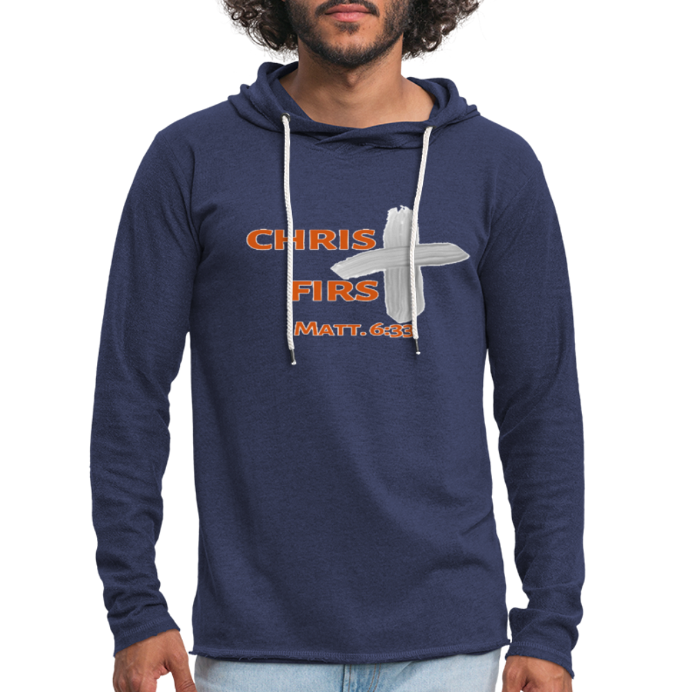 Christ First Terry Hoodie - heather navy