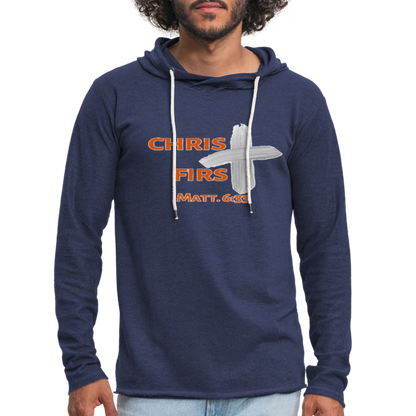 Christ First Terry Hoodie - heather navy