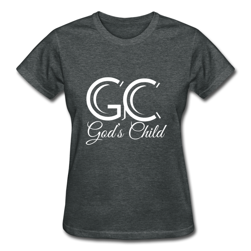 God's Child (White Logo) Ladies T-Shirt - deep heather