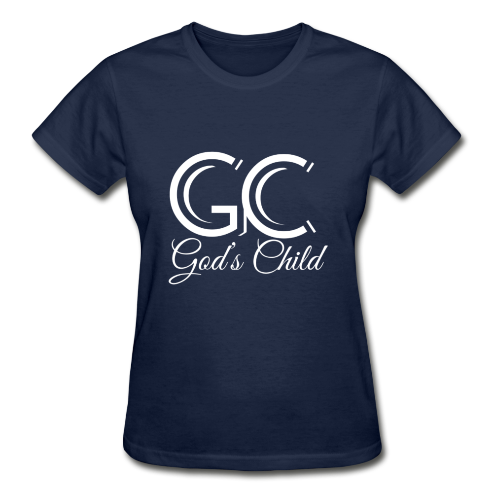God's Child (White Logo) Ladies T-Shirt - navy