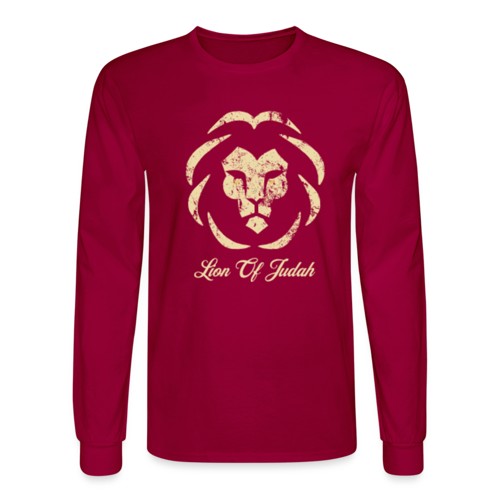 Lion of Judah Men's Long Sleeve T-Shirt - dark red