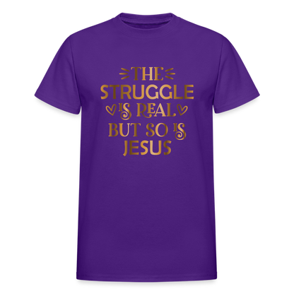 The Struggle Is Real But So Is Jesus Unisex Adult T-Shirt - purple