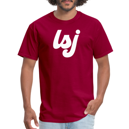 LSJ Cursive Logo Unisex Classic T-Shirt - dark red