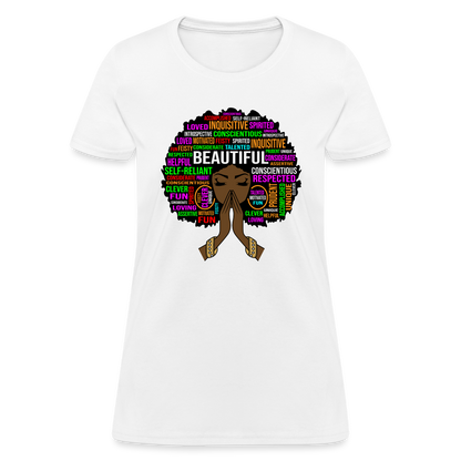 Beautiful Black Woman W/Afro Women's T-Shirt - white