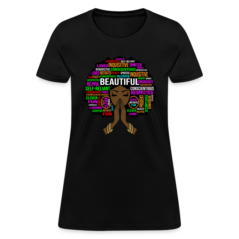 Beautiful Black Woman W/Afro Women's T-Shirt - black