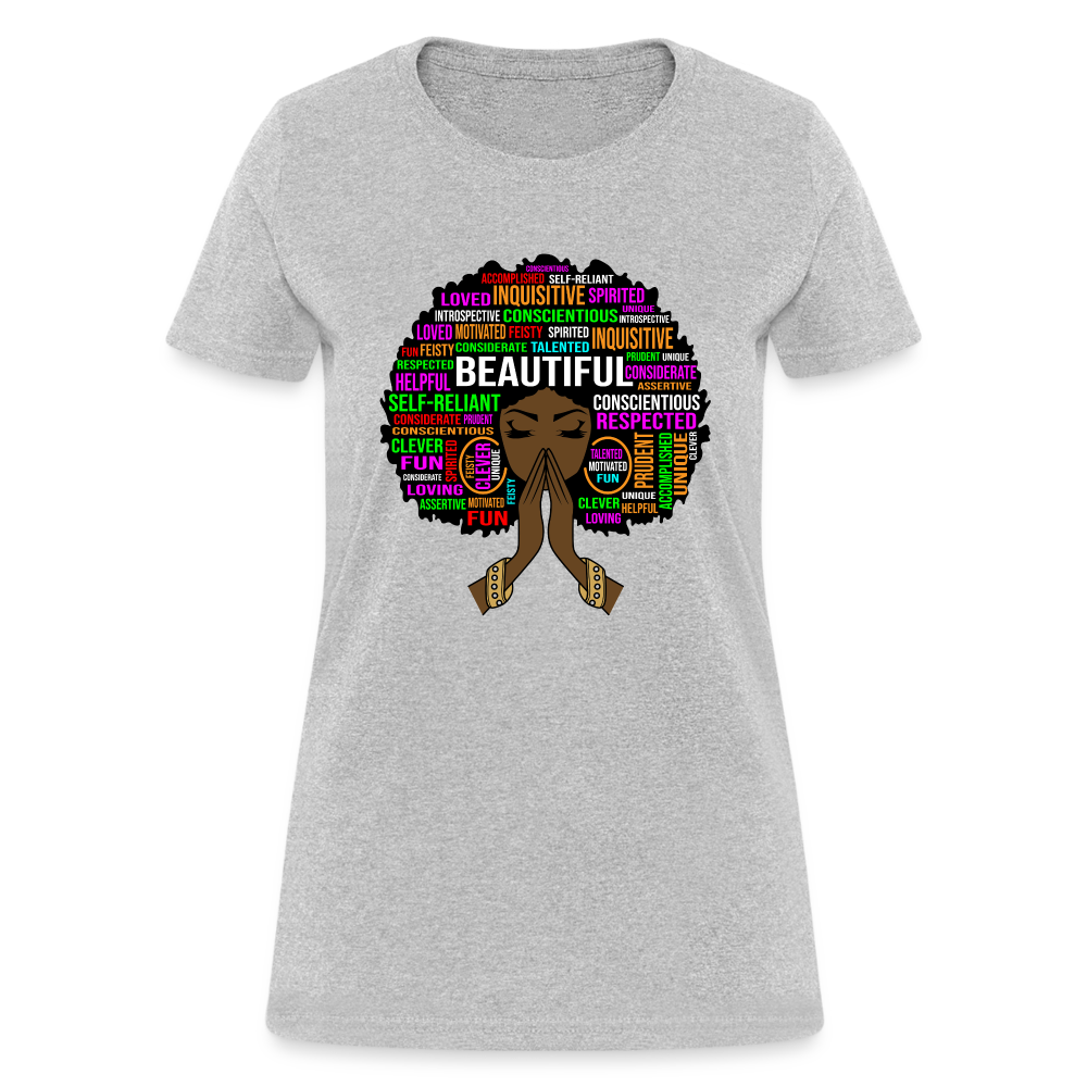 Beautiful Black Woman W/Afro Women's T-Shirt - heather gray