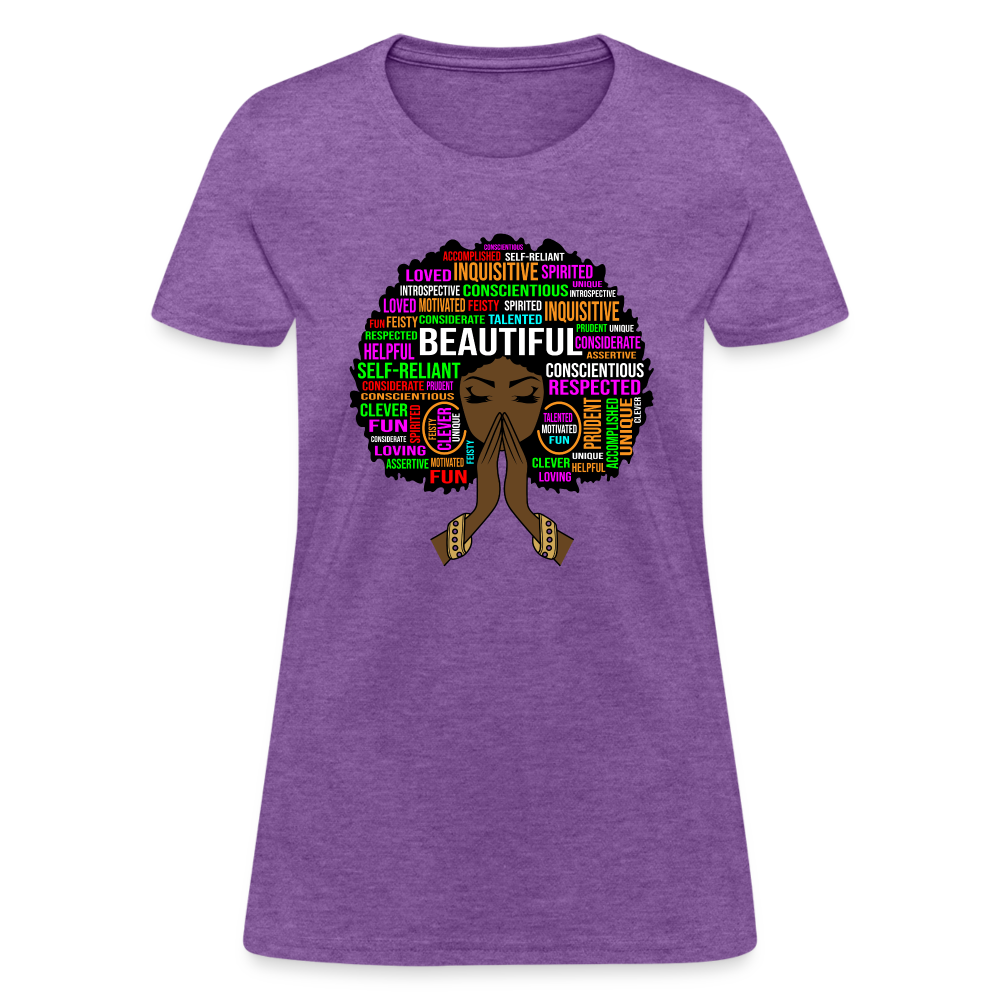 Beautiful Black Woman W/Afro Women's T-Shirt - purple heather