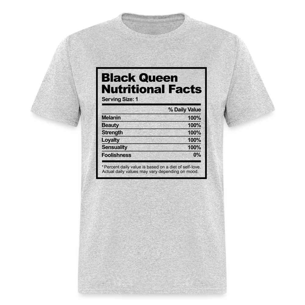Black Queen Nutritional Facts T-Shirt - heather gray