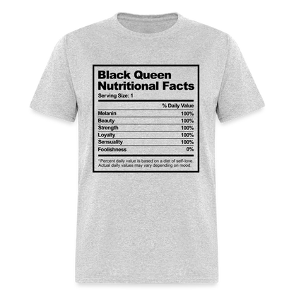 Black Queen Nutritional Facts T-Shirt - heather gray