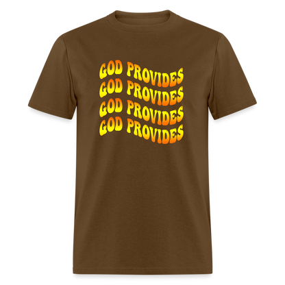 God Provides Retro Groovy Unisex T-Shirt - brown