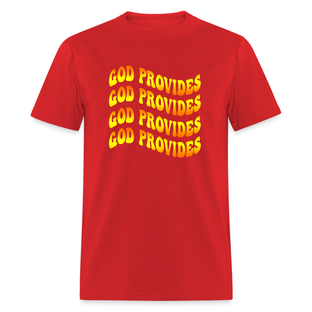 God Provides Retro Groovy Unisex T-Shirt - red