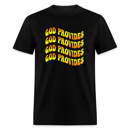God Provides Retro Groovy Unisex T-Shirt - black