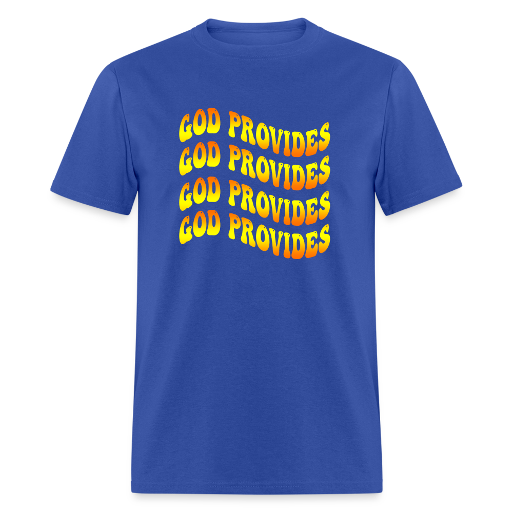 God Provides Retro Groovy Unisex T-Shirt - royal blue