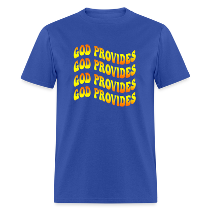 God Provides Retro Groovy Unisex T-Shirt - royal blue