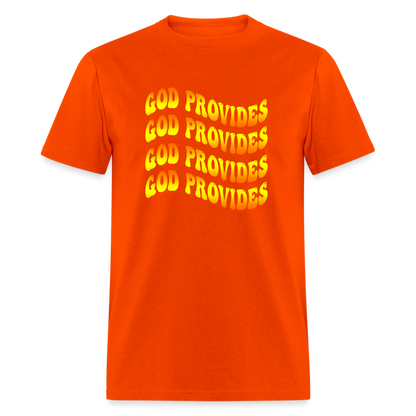 God Provides Retro Groovy Unisex T-Shirt - orange